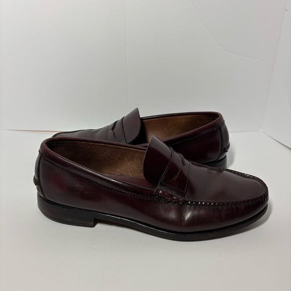 Men’s Hanover Penny Loafers Burgundy Leather Round Toe Size 11 - Picture 2 of 5